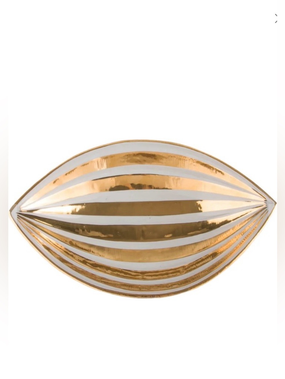 Jonathan Adler White and Gold Striped Decorative Bowl - Picture 2 of 5